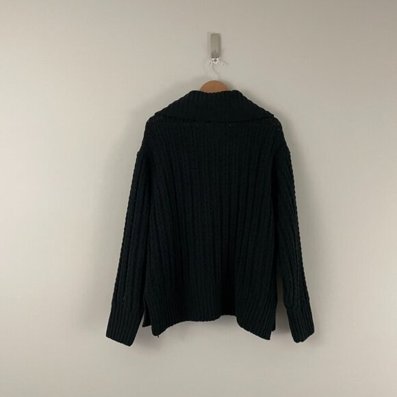 Aerie Cable Car Chenille Quarter Zip Sweater in Black Size XL - Picture 2 of 6